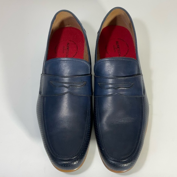 Alfani Mens Alfatech Blaine Leather Slip-On Oxfords Navy Penny Loafers Size 12M - Picture 9 of 16